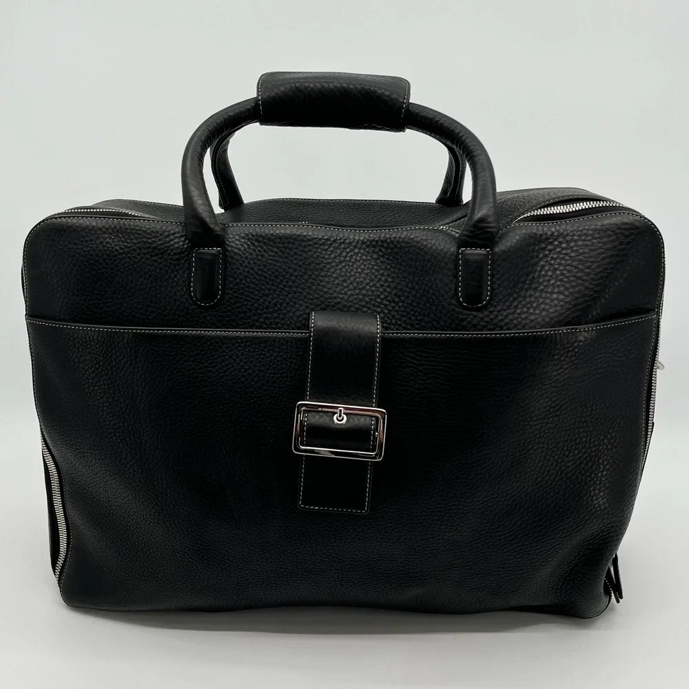 Levenger Pebbled Leather Briefcase Black Executive Business Laptop Portfolio Bag